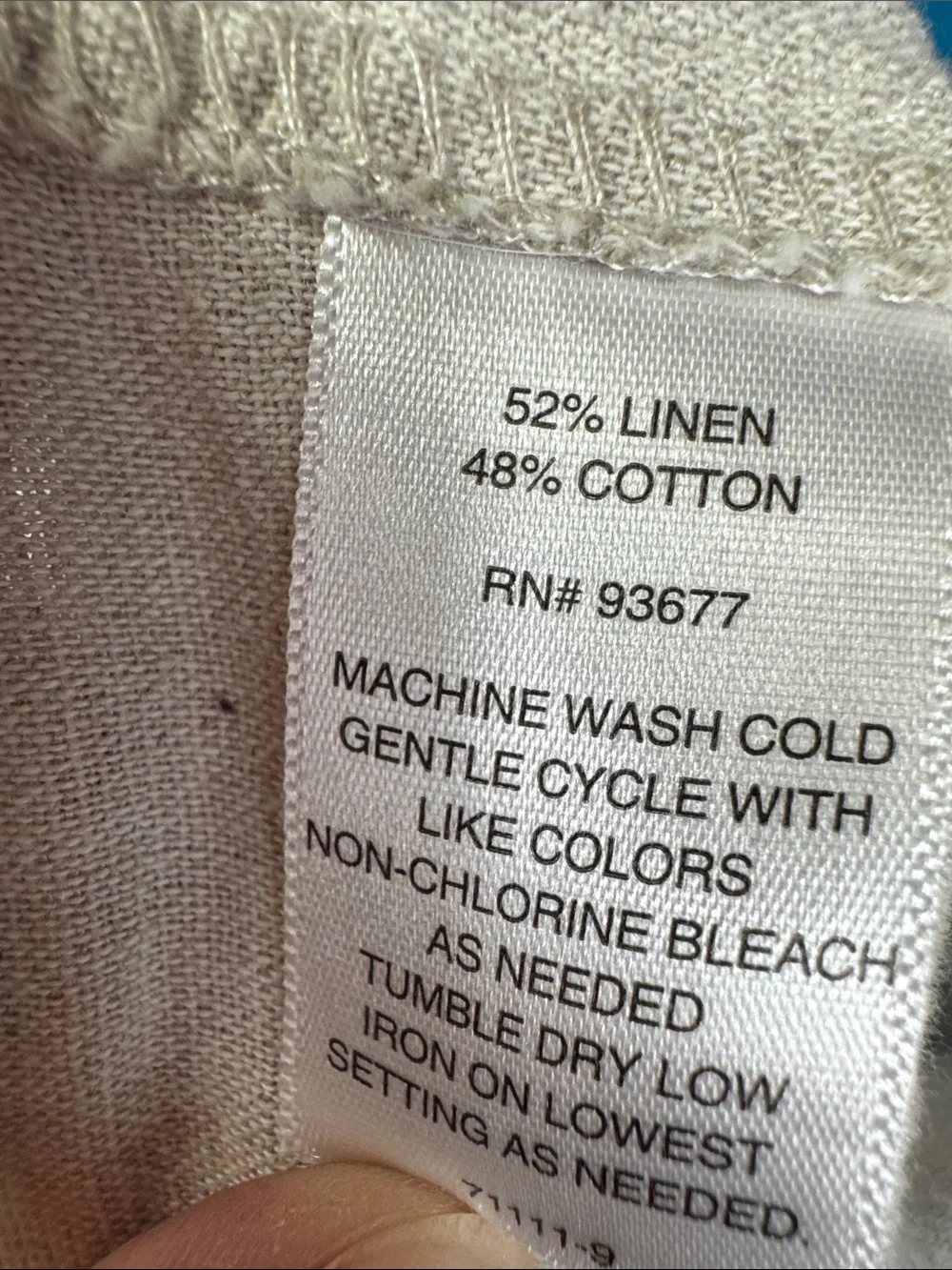 Liz Claiborne Light Khaki Cream Drawstring Linen-Blend Pants XXL casual neutral